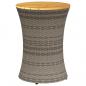 Preview: Garten-Beistelltisch Trommelform Grau Poly Rattan & Massivholz