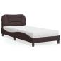 Preview: ARDEBO.de - Bett mit Matratze Dunkelbraun 90x190 cm Stoff