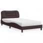 Preview: ARDEBO.de - Bett mit Matratze Dunkelbraun 100x200 cm Stoff