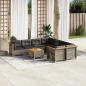 Preview: ARDEBO.de - 9-tlg. Garten-Sofagarnitur mit Kissen Grau Poly Rattan