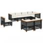 Preview: 8-tlg. Garten-Sofagarnitur mit Kissen Schwarz Poly Rattan