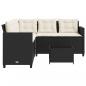 Preview: Gartensofa in L-Form mit Tisch und Kissen Schwarz Poly Rattan
