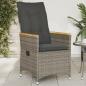 Preview: ARDEBO.de - Gartensessel Verstellbar mit Kissen Grau Poly Rattan