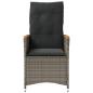 Preview: Gartensessel Verstellbar mit Kissen Grau Poly Rattan