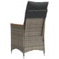 Preview: Gartensessel Verstellbar mit Kissen Grau Poly Rattan
