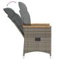 Preview: Gartensessel Verstellbar mit Kissen Grau Poly Rattan