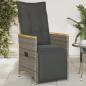 Preview: ARDEBO.de - Gartensessel Verstellbar mit Kissen Grau Poly Rattan