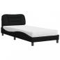 Preview: Bett mit Matratze Schwarz 90x200 cm Stoff