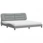 Preview: Bett mit Matratze Hellgrau 200x200 cm Stoff