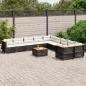 Preview: ARDEBO.de - 11-tlg. Garten-Sofagarnitur mit Kissen Schwarz Poly Rattan