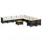 Preview: 11-tlg. Garten-Sofagarnitur mit Kissen Schwarz Poly Rattan