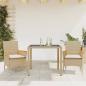 Preview: ARDEBO.de - 3-tlg. Garten-Essgruppe mit Kissen Beige Poly Rattan und Glas