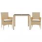 Preview: 3-tlg. Garten-Essgruppe mit Kissen Beige Poly Rattan und Glas