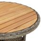 Preview: ARDEBO.de - 3-tlg. Garten-Essgruppe mit Kissen Grau Poly Rattan Akazie
