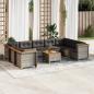 Preview: ARDEBO.de - 10-tlg. Garten-Sofagarnitur mit Kissen Grau Poly Rattan