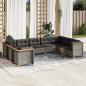 Preview: ARDEBO.de - 9-tlg. Garten-Sofagarnitur mit Kissen Grau Poly Rattan