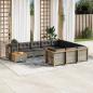 Preview: ARDEBO.de - 11-tlg. Garten-Sofagarnitur mit Kissen Grau Poly Rattan