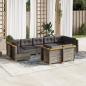 Preview: ARDEBO.de - 9-tlg. Garten-Sofagarnitur mit Kissen Grau Poly Rattan