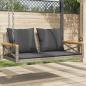 Preview: ARDEBO.de - Hängebank mit Kissen Grau 109x62x40 cm Poly Rattan