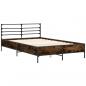Preview: Bettgestell Räuchereiche 135x190 cm Holzwerkstoff und Metall