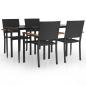 Preview: 5-tlg. Garten-Essgruppe Schwarz Poly Rattan
