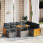 Preview: ARDEBO.de - 8-tlg. Garten-Sofagarnitur mit Kissen Grau Poly Rattan