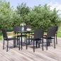 Preview: ARDEBO.de - 7-tlg. Garten-Essgruppe Schwarz Poly Rattan