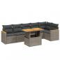 Preview: 7-tlg. Garten-Sofagarnitur mit Kissen Grau Poly Rattan