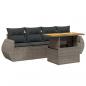 Preview: 5-tlg. Garten-Sofagarnitur mit Kissen Grau Poly Rattan