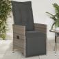 Preview: ARDEBO.de - Gartensessel Verstellbar mit Kissen Grau Poly Rattan