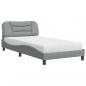 Preview: Bett mit Matratze Hellgrau 100x200 cm Stoff