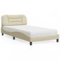 Preview: ARDEBO.de - Bett mit Matratze Creme 100x200 cm Stoff