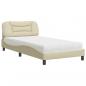 Preview: Bett mit Matratze Creme 100x200 cm Stoff