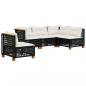 Preview: 5-tlg. Garten-Sofagarnitur mit Kissen Schwarz Poly Rattan