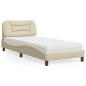 Preview: ARDEBO.de - Bett mit Matratze Creme 90x200 cm Stoff
