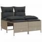 Preview: 4-tlg. Garten-Sofagarnitur mit Kissen Hellgrau Poly Rattan