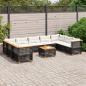 Preview: ARDEBO.de - 10-tlg. Garten-Sofagarnitur mit Kissen Schwarz Poly Rattan
