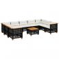 Preview: 10-tlg. Garten-Sofagarnitur mit Kissen Schwarz Poly Rattan