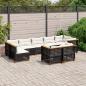 Preview: ARDEBO.de - 9-tlg. Garten-Sofagarnitur mit Kissen Schwarz Poly Rattan