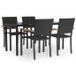 Preview: 5-tlg. Garten-Essgruppe Schwarz Poly Rattan