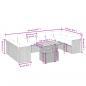 Preview: 11-tlg. Garten-Sofagarnitur mit Kissen Grau Poly Rattan