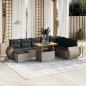 Preview: ARDEBO.de - 9-tlg. Garten-Sofagarnitur mit Kissen Grau Poly Rattan