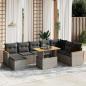 Preview: ARDEBO.de - 9-tlg. Garten-Sofagarnitur mit Kissen Grau Poly Rattan