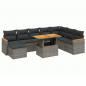 Preview: 9-tlg. Garten-Sofagarnitur mit Kissen Grau Poly Rattan