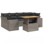 Preview: 7-tlg. Garten-Sofagarnitur mit Kissen Grau Poly Rattan