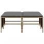Preview: Gartenhocker mit Kissen 4 Stk. Beige Poly Rattan