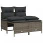Preview: 4-tlg. Garten-Sofagarnitur mit Kissen Grau Poly Rattan