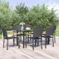 Preview: ARDEBO.de - 7-tlg. Garten-Essgruppe Schwarz Poly Rattan