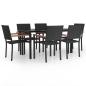 Preview: 7-tlg. Garten-Essgruppe Schwarz Poly Rattan