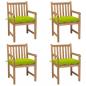 Preview: ARDEBO.de - Gartenstühle 4 Stk. mit Hellgrünen Kissen Massivholz Teak